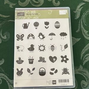Stampin Up SPRING SAMPLER rubber stamp set NEW Easter flowers rain bugs bee